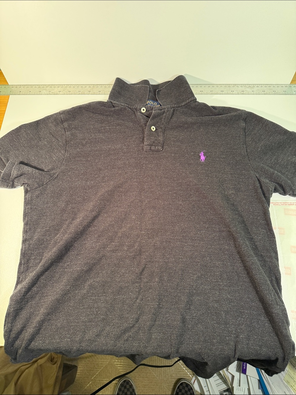 Polo by Ralph Lauren Gray Polo with Purple Pony Embroidery